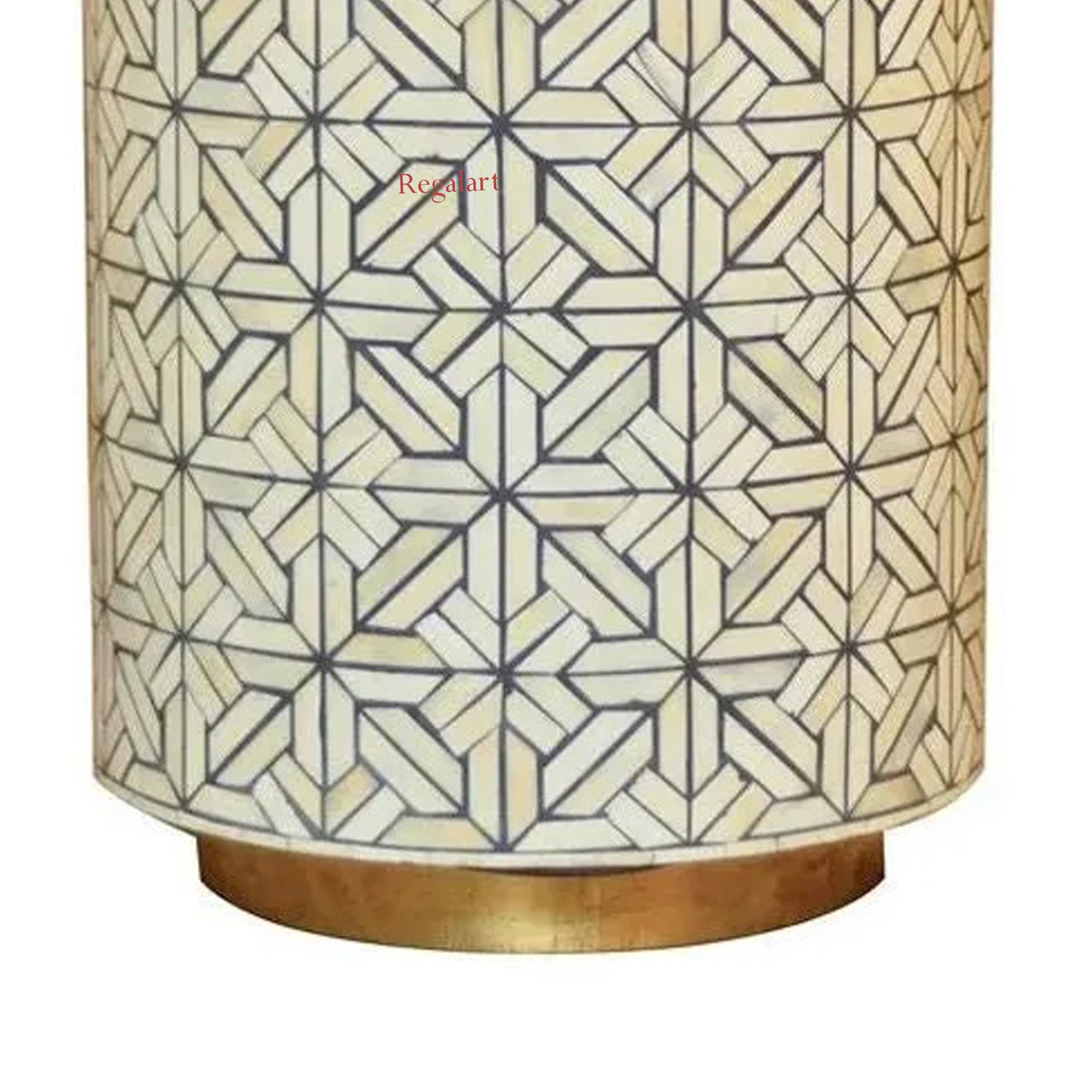 Luxury Bone Inlay Stool | Handmade Round End Table