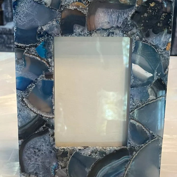 Agate Photo Frame | Blue Brazil Stone Luxury Home Decor Art