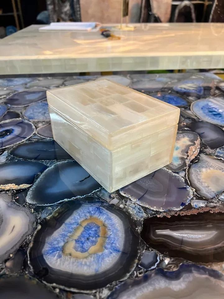 Selenite Jewelry Box | Luxury Gemstone Storage Decor