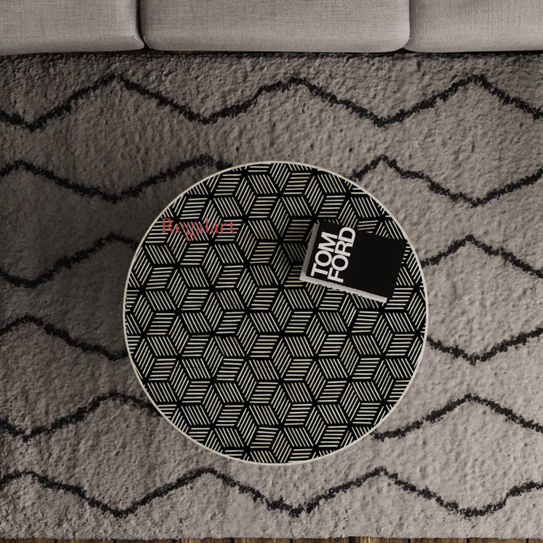 Luxury Unique Pattern Bone Inlay Round Coffee Table