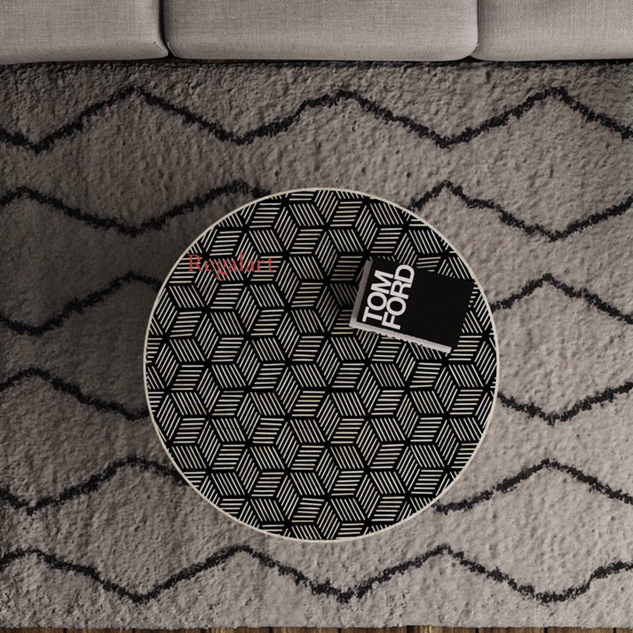 Luxury Unique Pattern Bone Inlay Round Coffee Table
