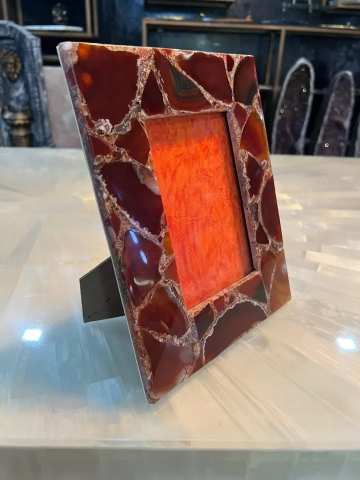 Natural Red Onyx Photo Frame | Unique Couple Gift Decor