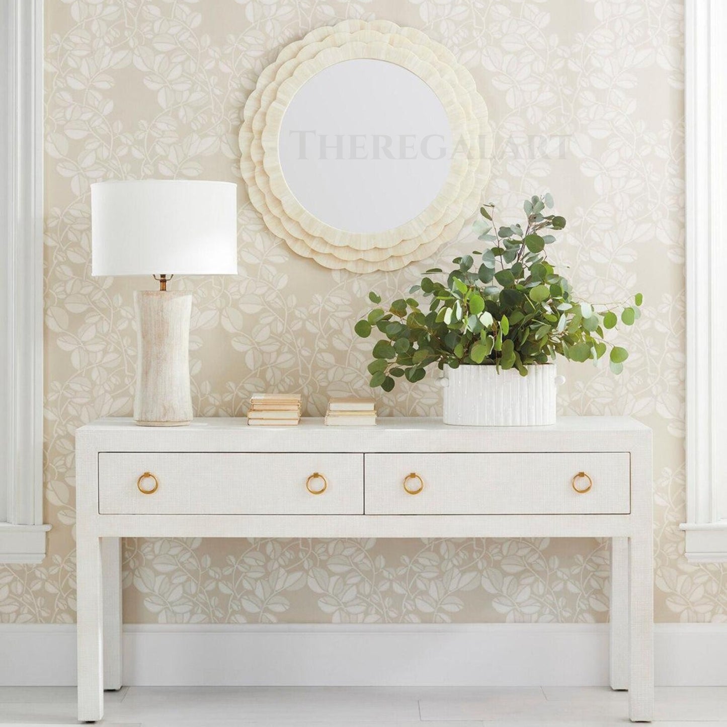 Handmade Bone Inlay Mirror – Decorative Wall Mirror for Living Room, Bedroom, Bathroom