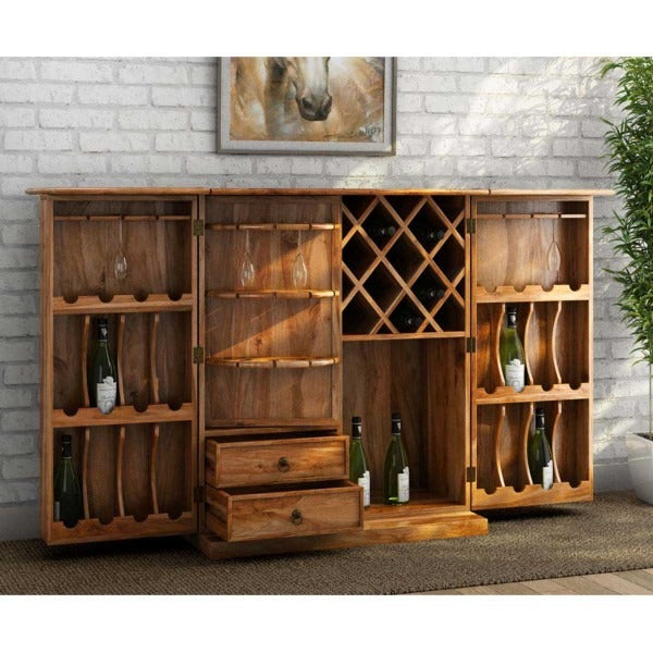 Wooden Handmade Wine Rack Table Furniture Wine Storage Rack Drawer