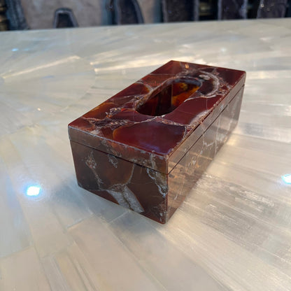 Tissue Box, Napkin Holder, Tissue Holder –Handmade Red Onyx Stone Napkin Paper
