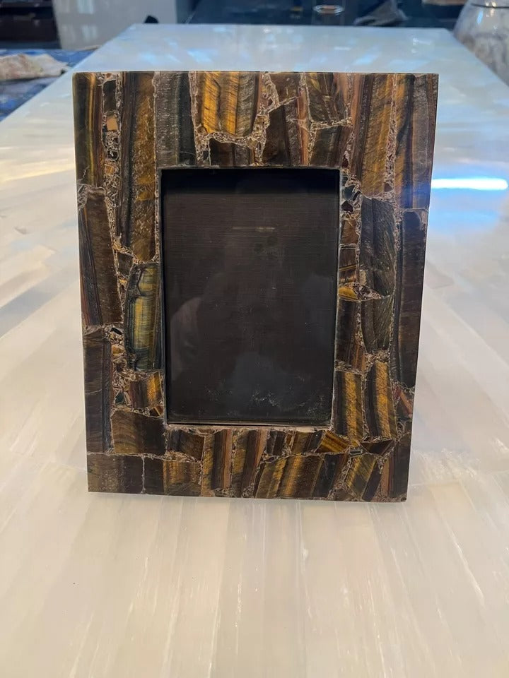 Small Blue Tiger Eye Frames | Luxury Home Decor Set