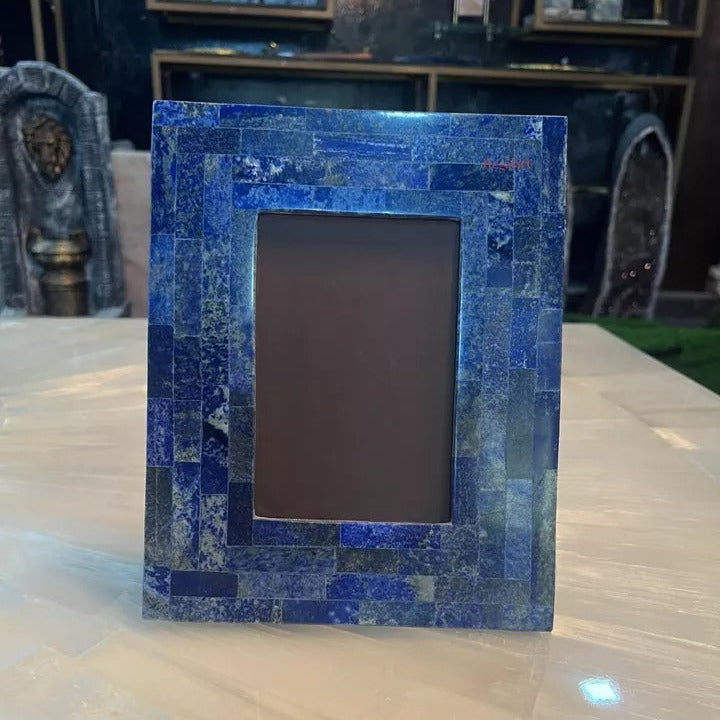 Handmade Lapis Lazuli Frame | Elegant Desk Decor Art