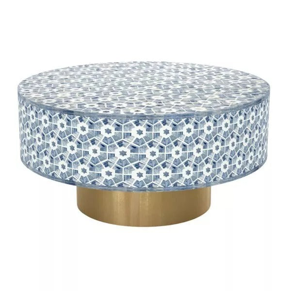 Coffee Table, Canter Table- Blue Bone Inlay Wooden Modern Pattern Furniture