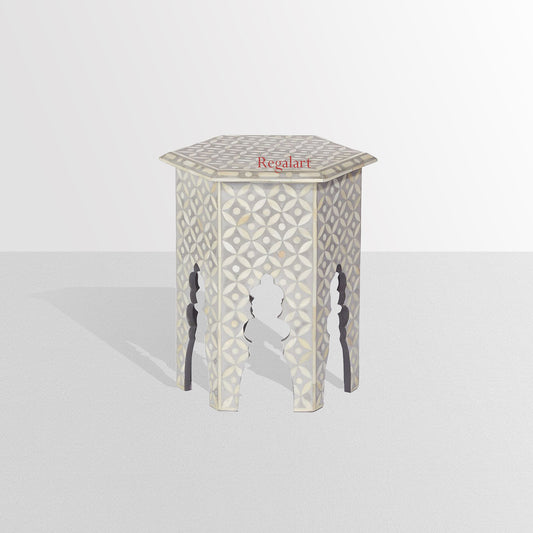 Bone Inlay Handmade Side Table End Stool Eye Pettan Table Decorative Table Home Decor Art