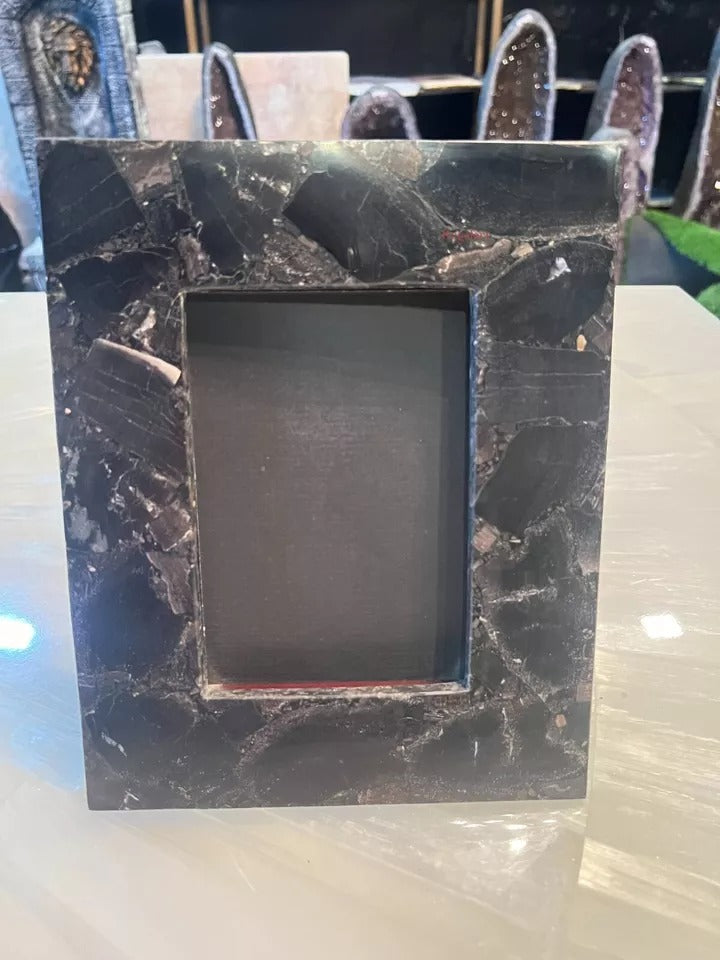 Black Petrified Stone Photo Frame | Luxury Home Decor Art
