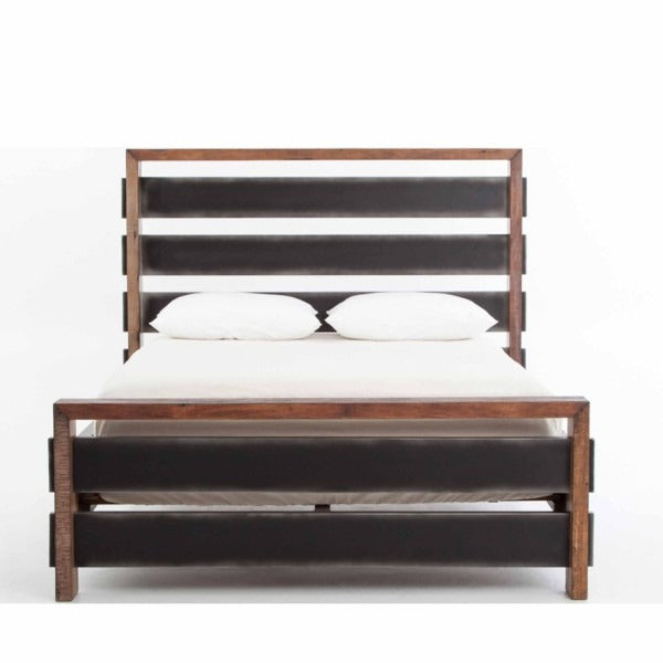 "Handmade king or queen solid reclaimed wooden bed for bedroom decor."