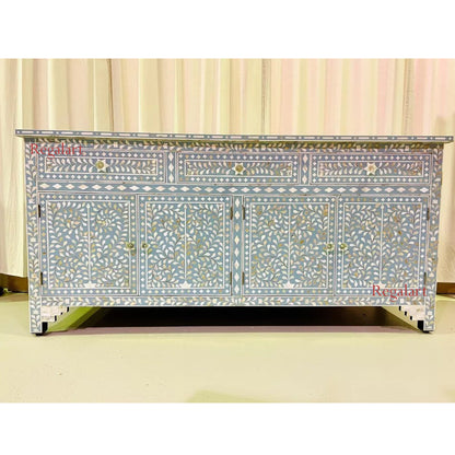 Sideboard Buffet Large Mother Of Pearl Inlay - Blue Floral Home Décor Furniture