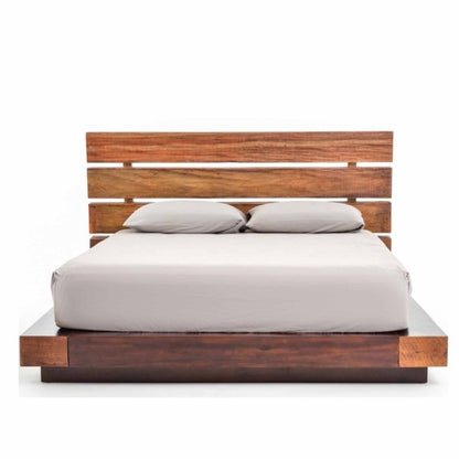 Wooden handmade king/queen bed for home decor. Solid reclaimed furniture.