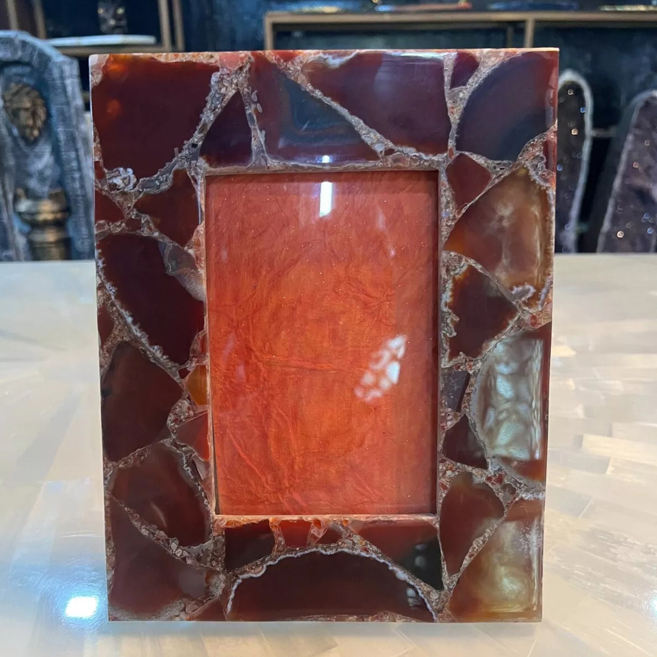 Natural Red Onyx Photo Frame | Unique Couple Gift Decor