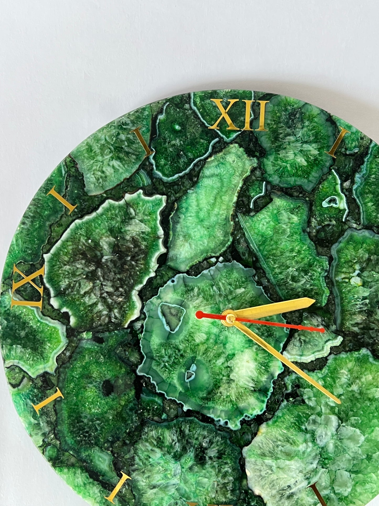 Green Agate Wall Clock- Gemstone Clock
