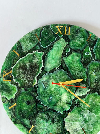 Green Agate Wall Clock- Gemstone Clock