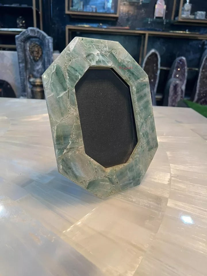 Green Aventurine Photo Frame, Octagonal Frame Gemstone Home Decor Gifts