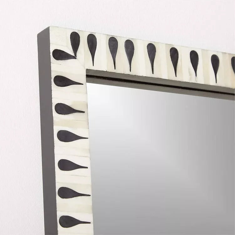 Bone Inlay Mirror, Handmade Wood Mirror Frame Pattern Modern Wall Decor