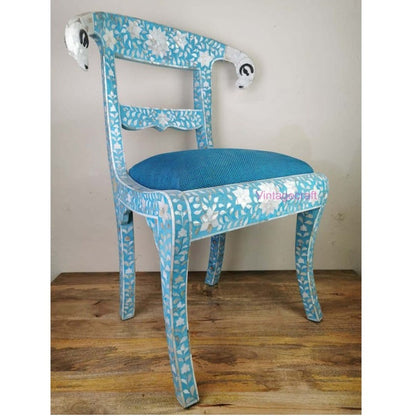 Mother of Pearl Dining Table Chairs Floral Patten Designer Dining Chairs