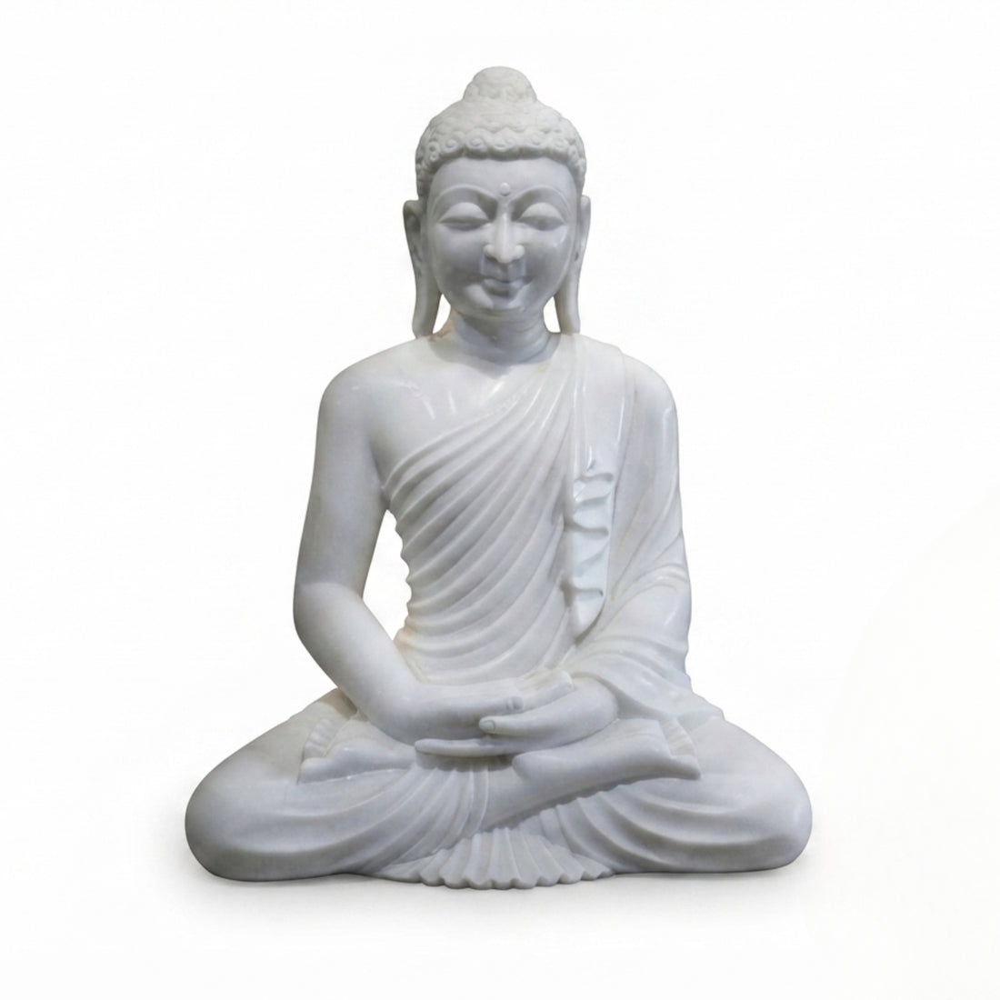 Handmade White Marble Buddha Statue for Home Temple, Meditation Room and Zen Home Decor