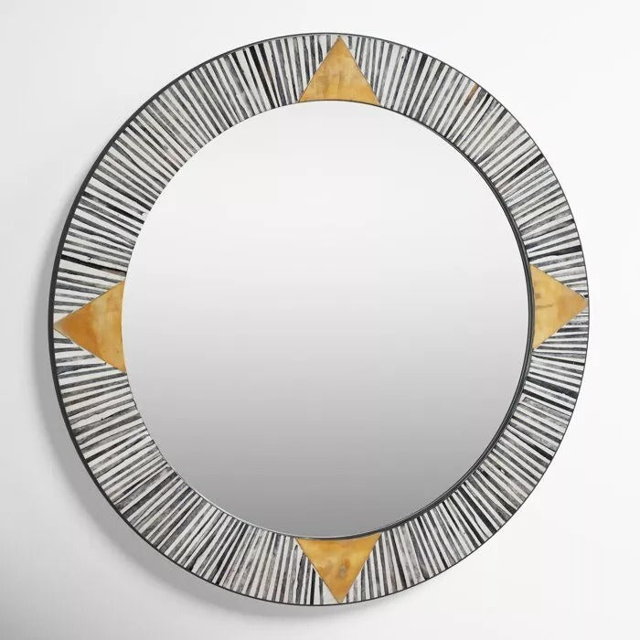 Round Mirror Frame,Block Bone Inlay Mirror Frame, Handmade Customized Wall Décor