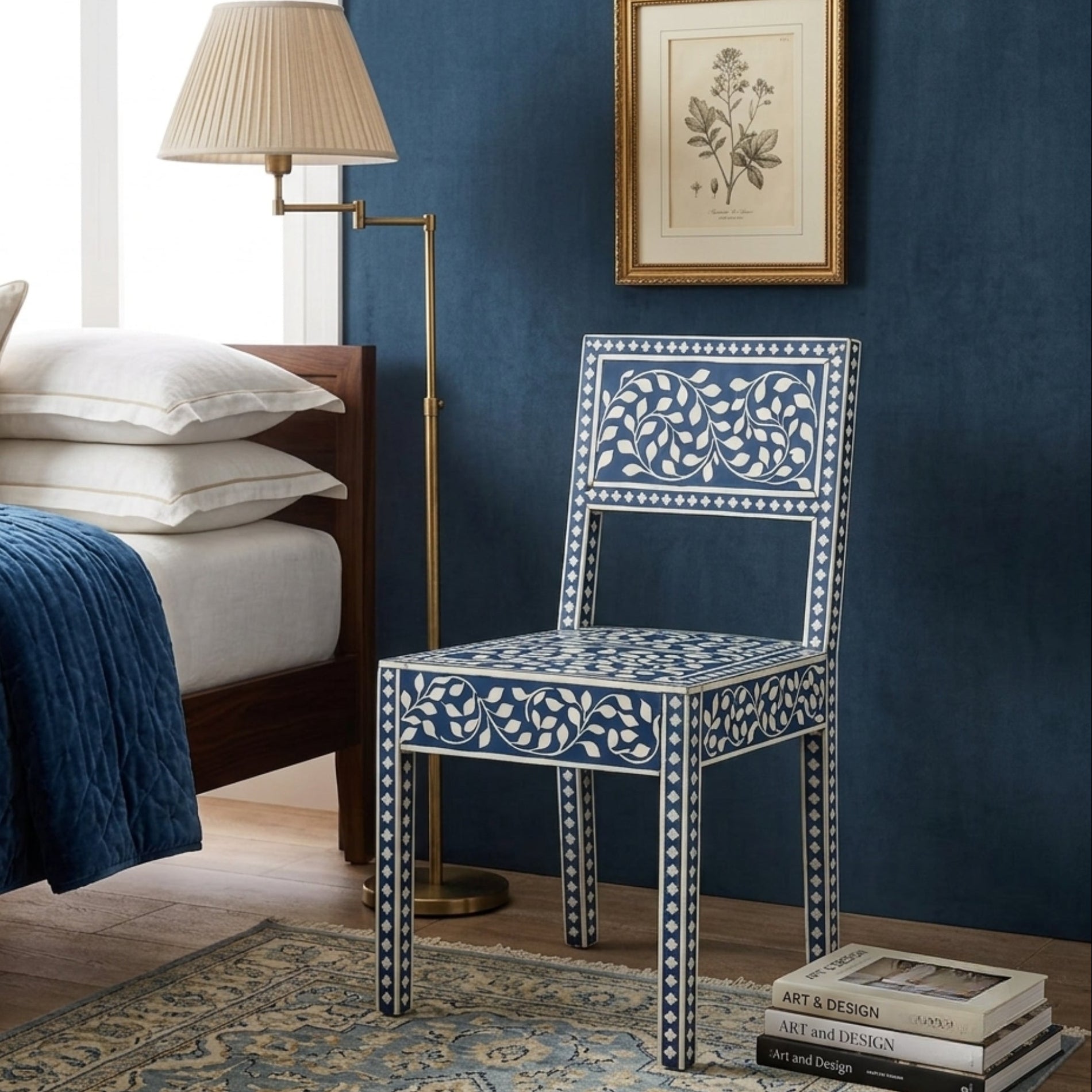 Handcrafted Blue Bone Inlay Chair | Luxury Furniture