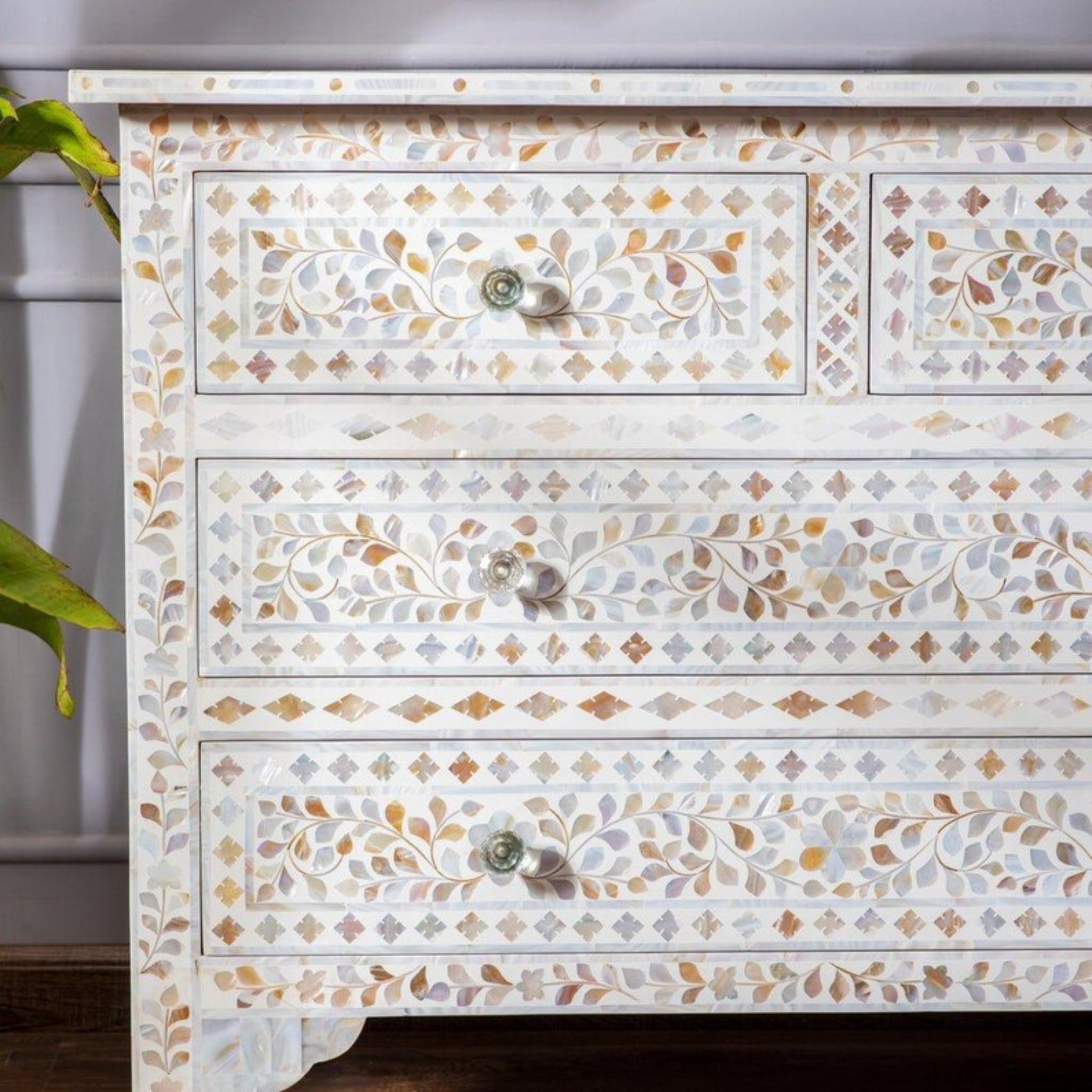 Mother of Pearl Inlay Chest of Drawers Handmade Dresser