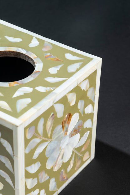 Mother of pearl tissue box holder home decor mother of pearl floral design