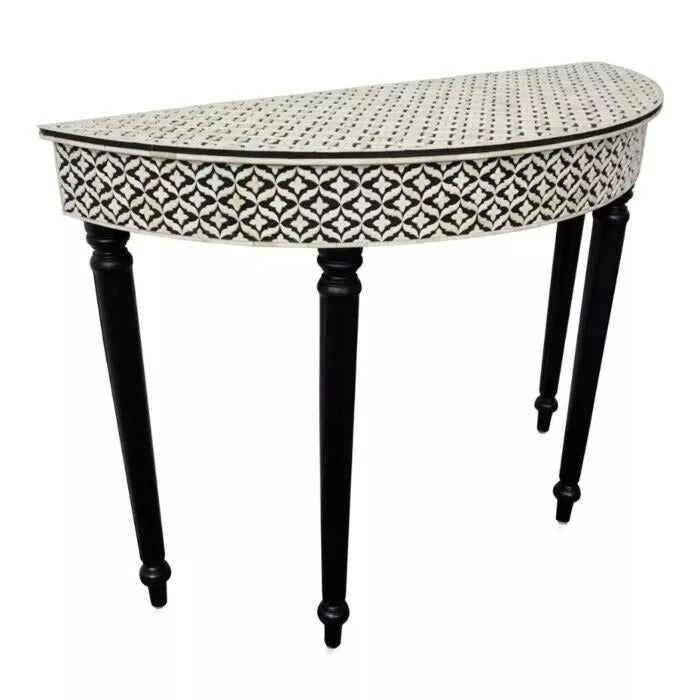 Luxury Black Bone Inlay Console Table with Mirror Frame