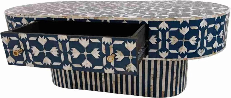 Coffee Table Mother of preal with Storage-Pattern Geometric
