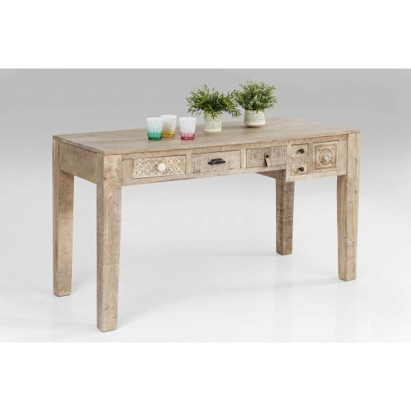 Wooden Carvin Bench Handmade Unique Pattern Home Decor