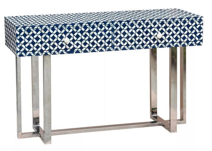 Eddie Bone Inlay Console Table Vanity Table Modern Wood Pattern Living Room Deco