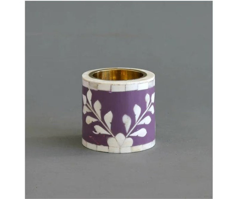 Bone Inlay Candle holder Bone Inlay Candle Stand Floral pattern Resin Decor Vintage Room Decor Candle Stand Handmade Furniture