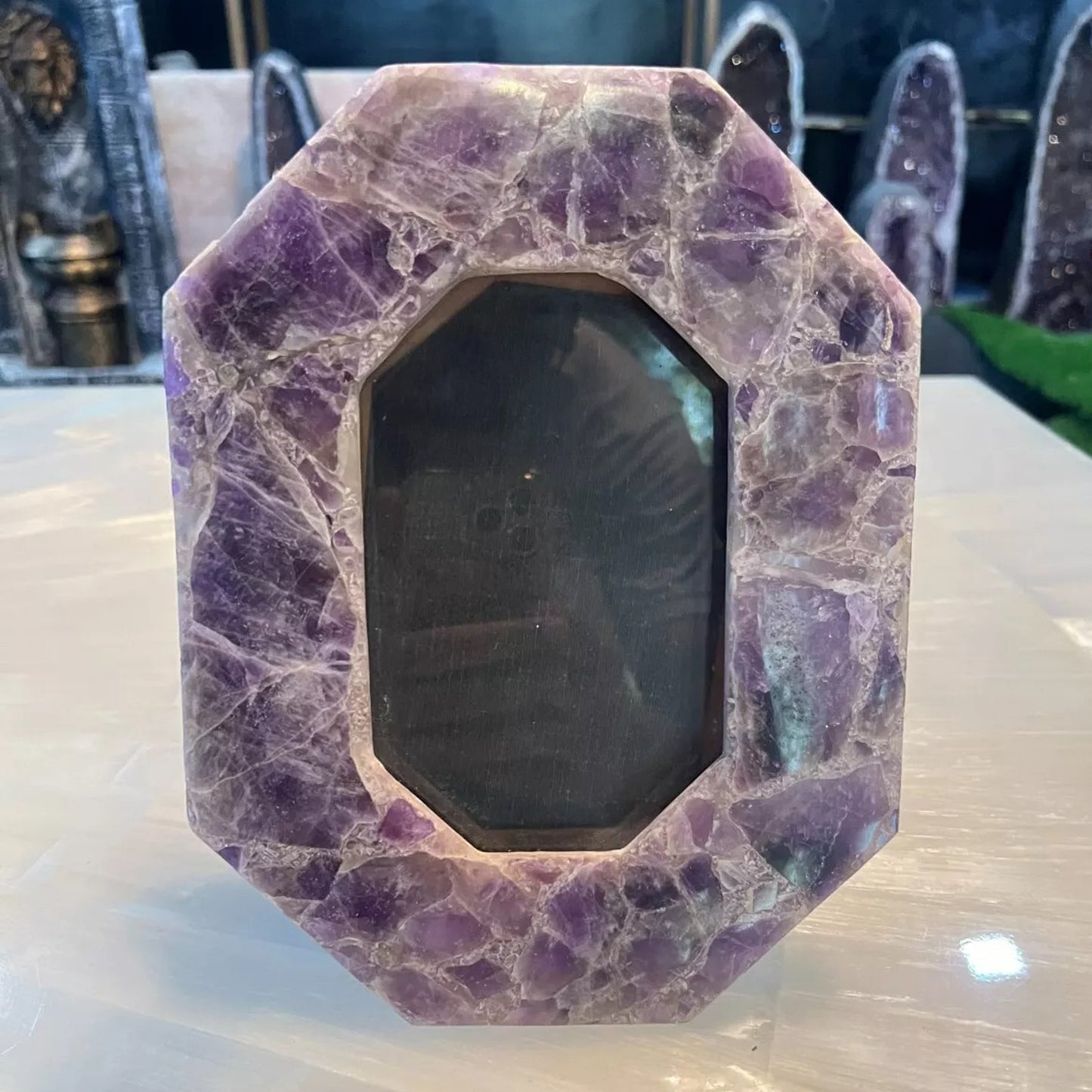 Amethyst Photos Frame Handmade Octagonal Frame Gemstone