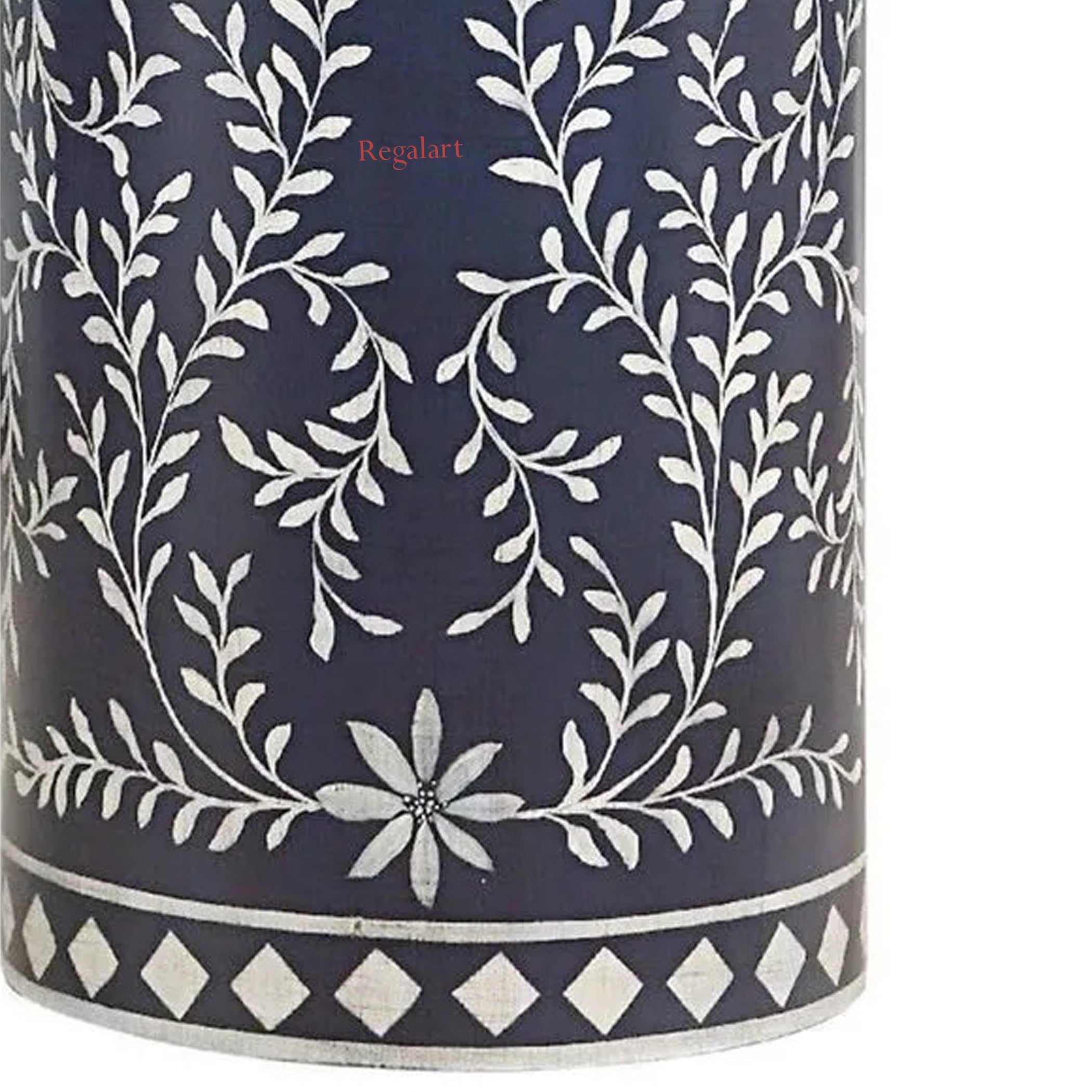 Luxury Bone Inlay End Table | Floral Round Stool Decor