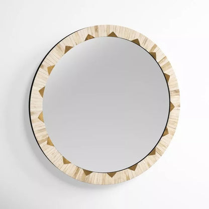 Round Mirror Frame, Bone Inlay Mirror Frame, Wall Décor Handmade Customized