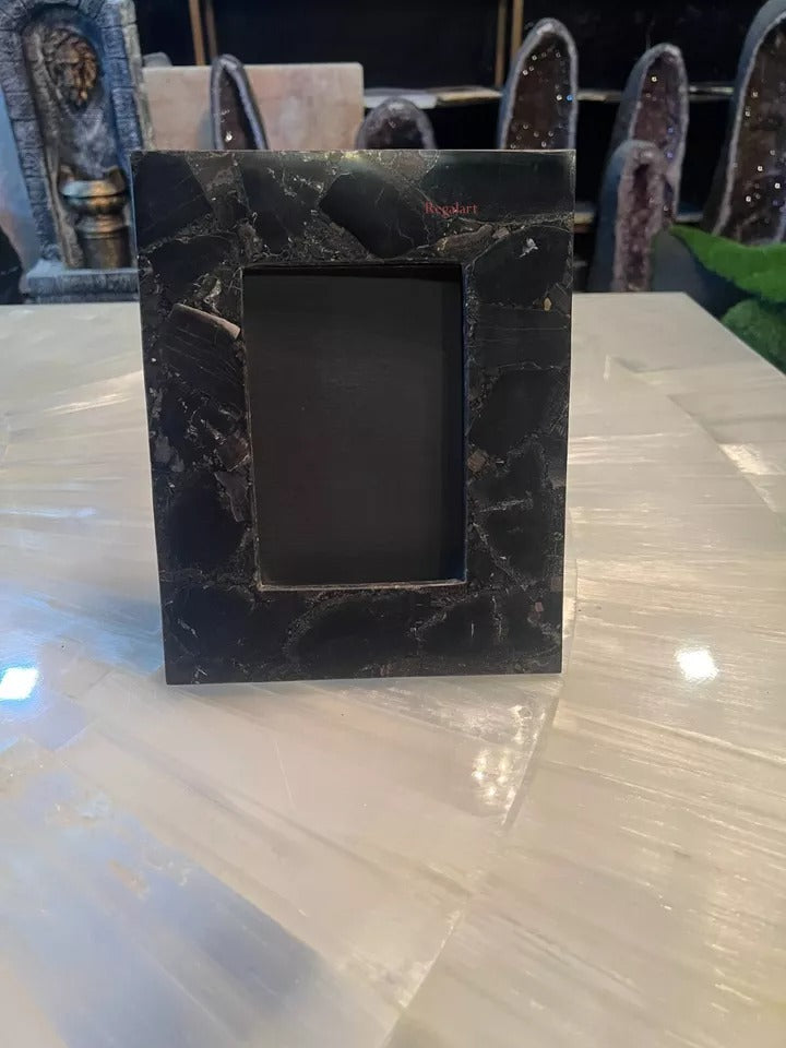 Black Petrified Stone Photo Frame | Luxury Home Decor Art