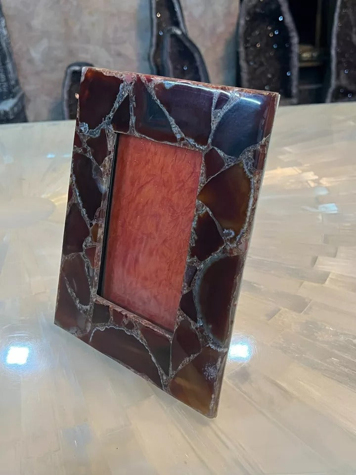 Natural Red Onyx Photo Frame | Unique Couple Gift Decor