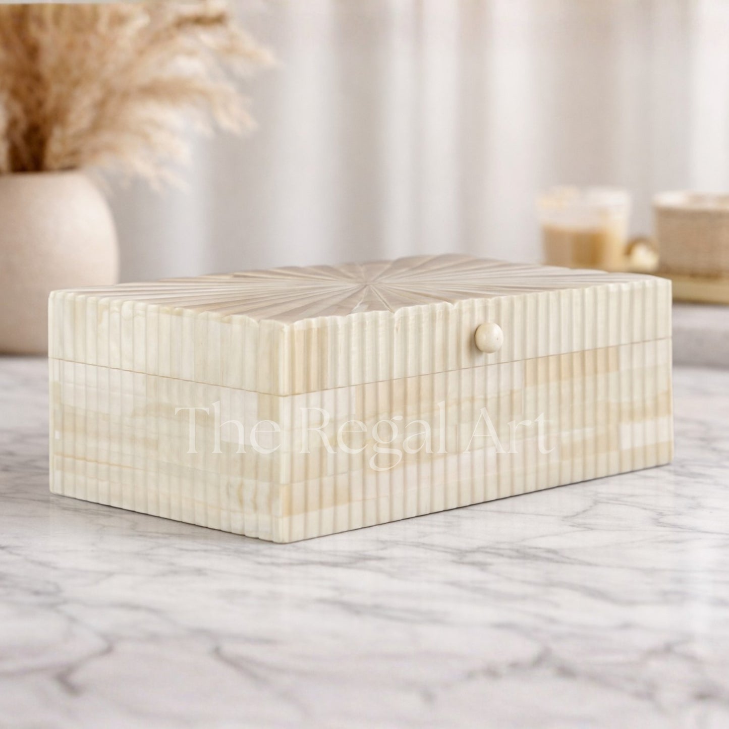 Bone Carved Storage Box | Handmade Inlay, Luxury Home Decor