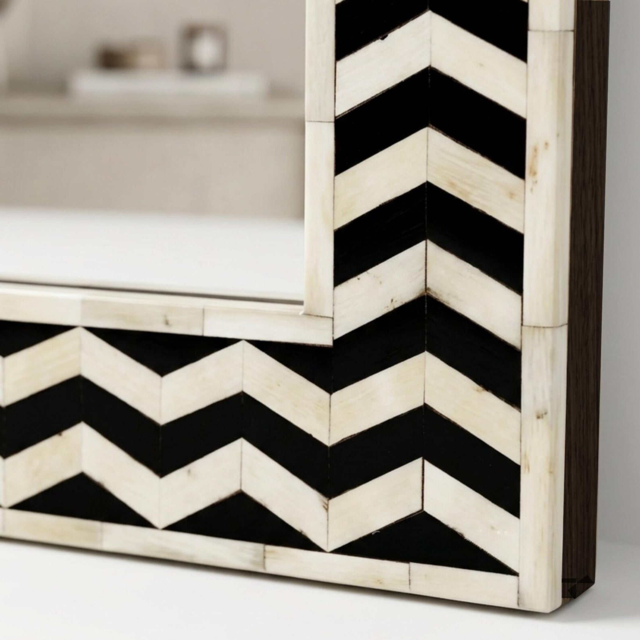 Handmade Bone Inlay Mirror, Rectangle Wall Decor