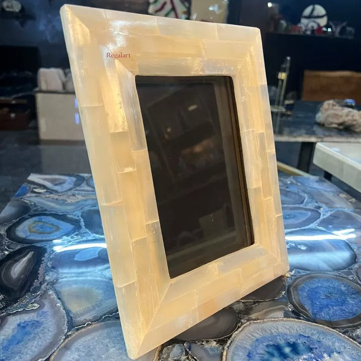 Handmade Selenite Photo Frame | Luxury Gift Decor Art
