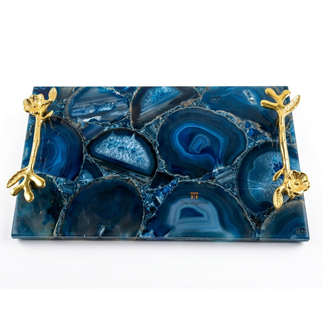 Blue Gemstone Serving Tray | Luxury Home Decor Art