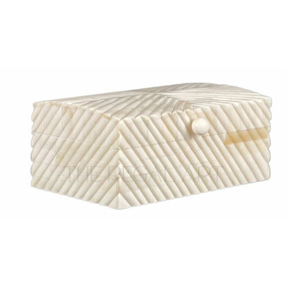 Small Bone Carved Box | Handmade Decorative Inlay Storage Box | Artisan Home Décor