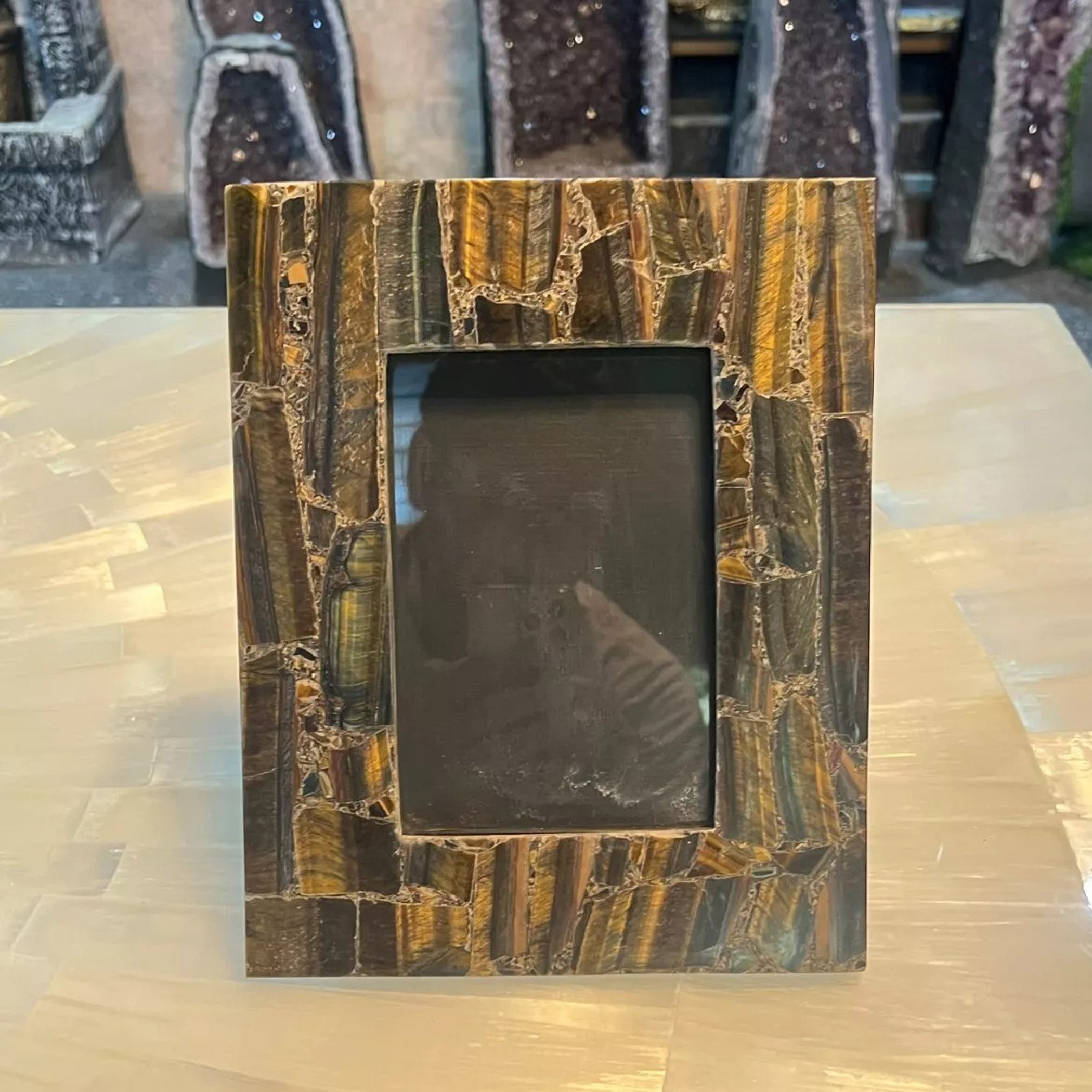 Small Blue Tiger Eye Frames | Luxury Home Decor Set