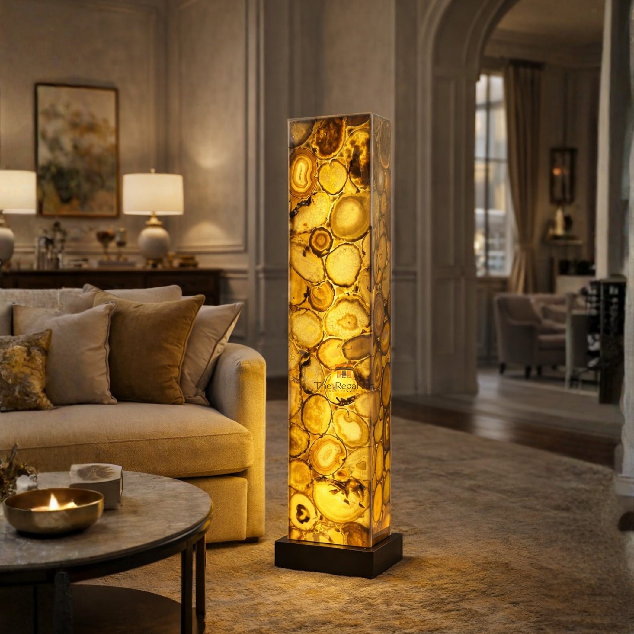 Handmade Agate Floor Lamp | Gemstone Luxury Home Decor