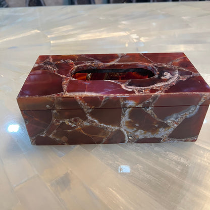 Tissue Box, Napkin Holder, Tissue Holder –Handmade Red Onyx Stone Napkin Paper