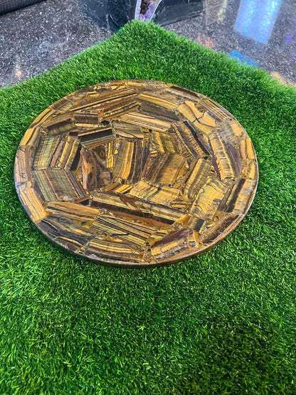 Tiger Eye Table Top, Tiger Eye Stone Table, Tiger Eye Side Table, Round Tiger Ey