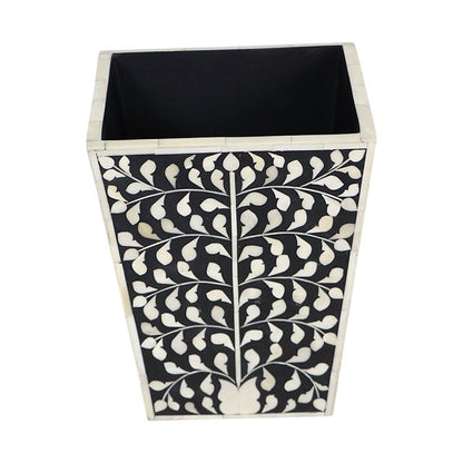 Bone Inlay Waste Basket Vintage Floral Desing West Box