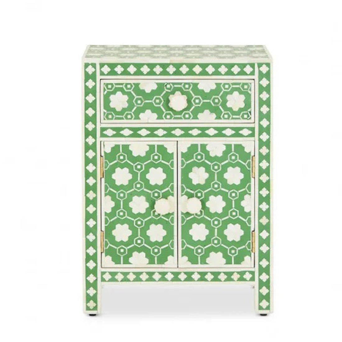 Handmade Bone Inlay Wooden Bedside/Side table/Nightstand with 1 Drawer and 2 Door Furniture/Bone inlay Living Room Furniture/ Free Shipping.