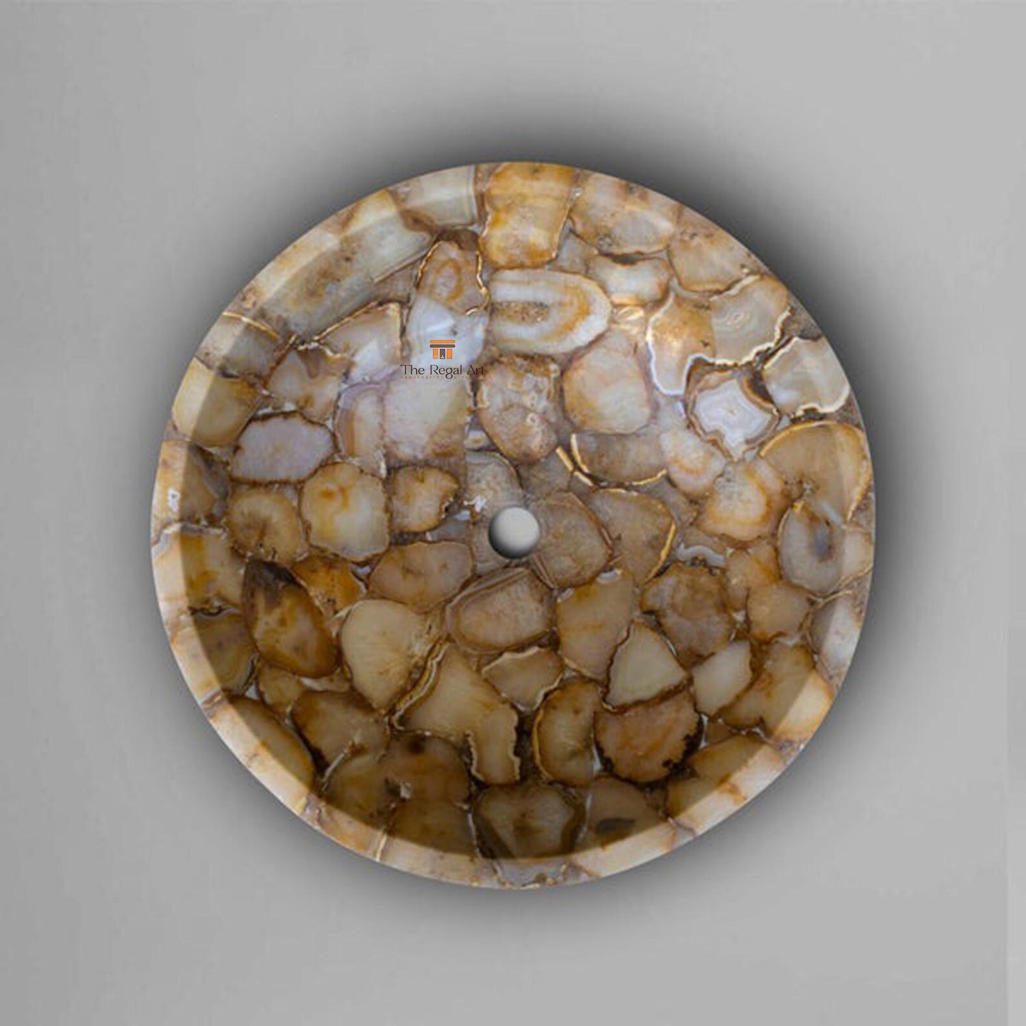 Golden Agate Stone Sink | Luxury Bathroom Vessel Basin